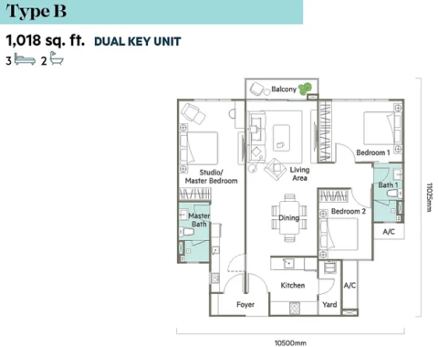 The-Valley-Residences-Type-B-Unit-Layout | New Launch Property | Condo ...